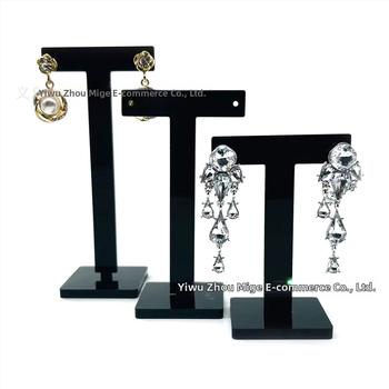 Ehete vitriin mustvalge läbipaistev akrüülist T-kujuline kõrvarõngaste vitriin, tippkvaliteediga akrüülist kõrvarõngaste vitriin