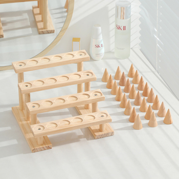 Βάση επίδειξης δαχτυλιδιών από μασίφ ξύλο, πολυστρωματική σκάλα, μεγάλη χωρητικότητα, δημιουργική βάση δαχτυλιδιών με κώνο, ράφι αποθήκευσης κοσμημάτων