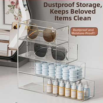 Z1032 Κουτί αποθήκευσης γυαλιών διασυνοριακής χρήσης Ακρυλικό πολυστρωματικό συρτάρι γραφείου τύπου ηλίου, βιτρίνα γυαλιών ηλίου, ανθεκτική στη σκόνη, ράφι αποθήκευσης