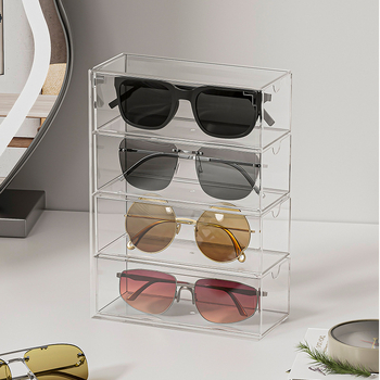 Z1032 Κουτί αποθήκευσης γυαλιών διασυνοριακής χρήσης Ακρυλικό πολυστρωματικό συρτάρι γραφείου τύπου ηλίου, βιτρίνα γυαλιών ηλίου, ανθεκτική στη σκόνη, ράφι αποθήκευσης