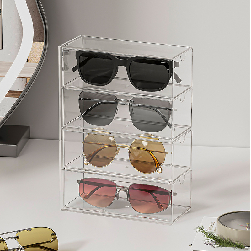 Z1032 Piiriülene prillide hoiukast Akrüülist mitmekihiline lauaarvuti sahtlitüüpi päikeseprillide vitriinkapp Tolmukindel hoiuriiul
