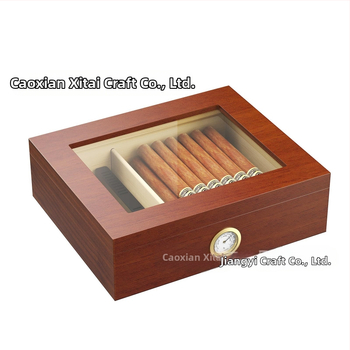 Puidust sigarinõritaja hulgimüük Läbipaistev kate Puidust sigari hoiukarp Täispuidust sigari kogumiskarp Tehase otsetarnimine