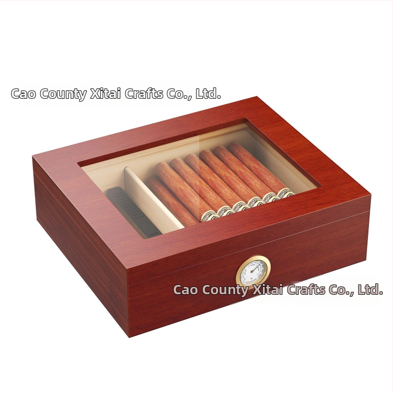 Дървен хумидор за пури на едро с прозрачен капак, дървена кутия за съхранение на пури, кутия за събиране на пури от масивна дървесина, директна доставка от фабриката