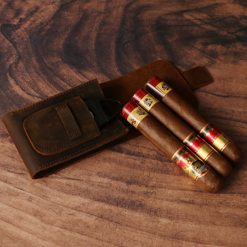 Jiteng jauna ādas cigāru soma Crazy Horse 3 iepakojumu cigāru uzglabāšanas ādas maciņš ūdensnecaurlaidīgs cigāru ādas maciņš rūpnīcas vairumtirdzniecība
