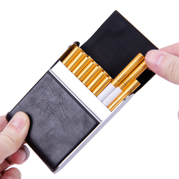 Jauna karstā oglekļa šķiedras PU ādas cigarešu kaste 6,5 mm vidēja izmēra cigarete 18 cigarešu kastes metāla cigarešu kaste
