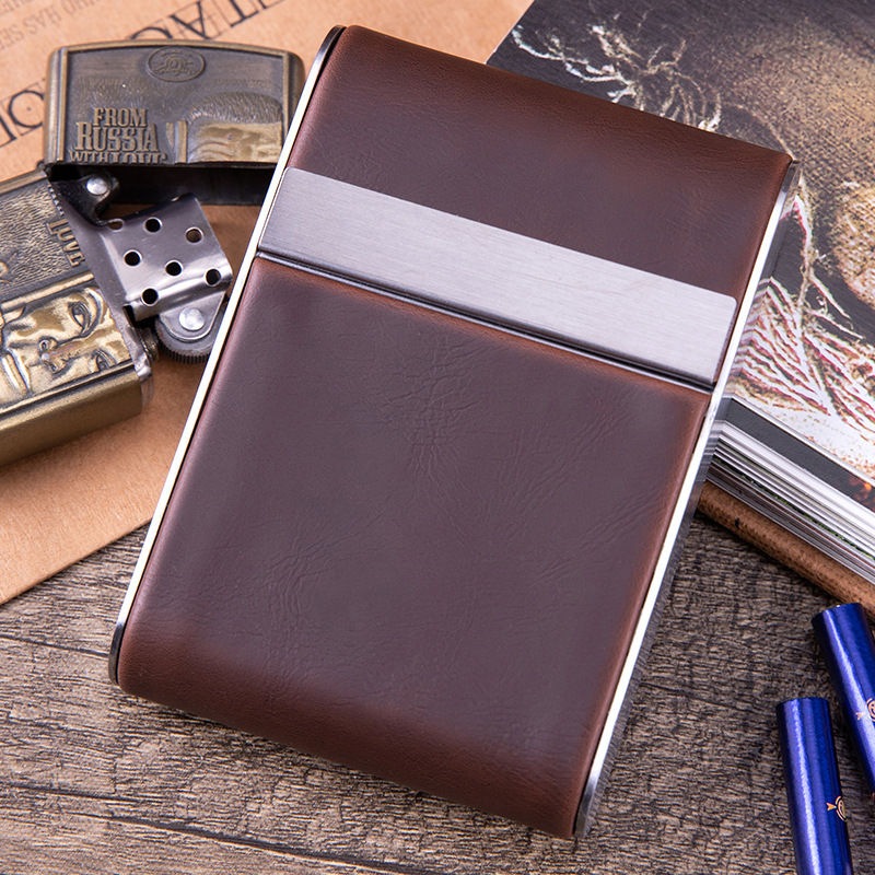 Uus kuum süsinikkiust PU nahast sigaretikarp 6,5 mm keskmise suurusega sigaret 18-pakk sigaretikarp metallist sigaretikarp