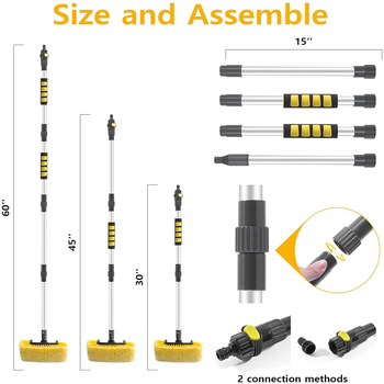 Nešiojamas automobilių plovimo šepetys Nuimamas vandens šepetys Geltonas minkštų šerelių šepetys automobilių plovimui