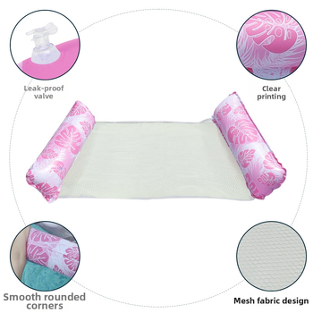 Sandėlyje esantis pripučiamas dviejų vamzdžių, lapų rašto, sulankstomas vandens hamakas, viengubas atlošiamas, plūduriuojantis baseinas