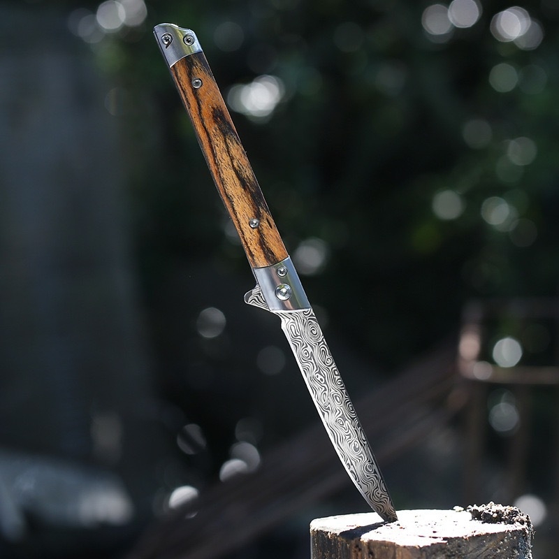 Amazoni populaarseks müüdav maagilise pliiatsiga kokkupandav nuga, ellujäämisnuga, M390 pliiatsiga nuga, Damaskuse mustriga matkanuga