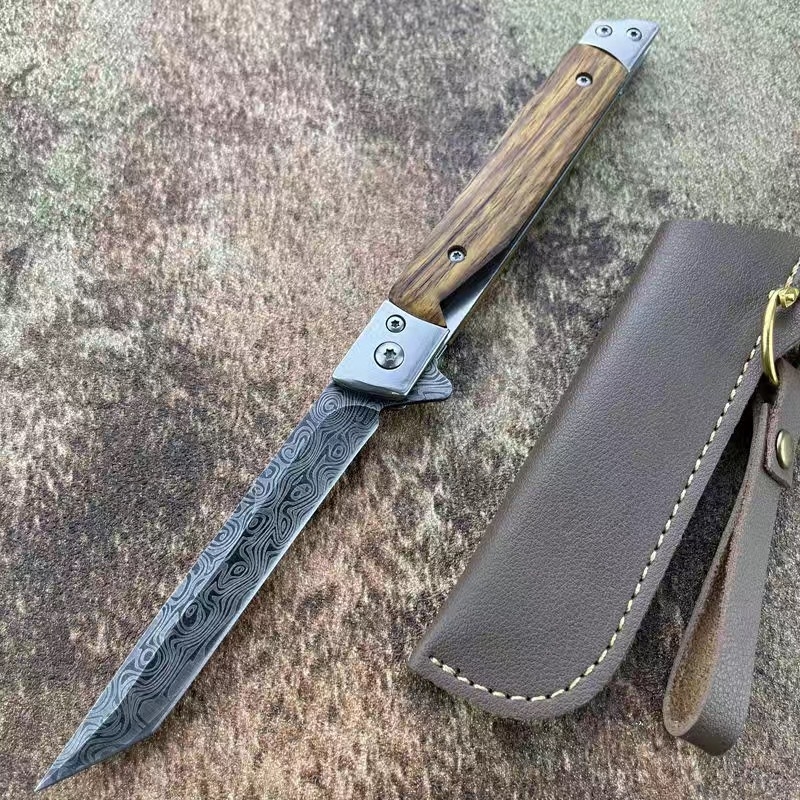 Amazoni populaarseks müüdav maagilise pliiatsiga kokkupandav nuga, ellujäämisnuga, M390 pliiatsiga nuga, Damaskuse mustriga matkanuga