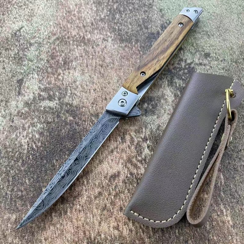 Amazoni populaarseks müüdav maagilise pliiatsiga kokkupandav nuga, ellujäämisnuga, M390 pliiatsiga nuga, Damaskuse mustriga matkanuga