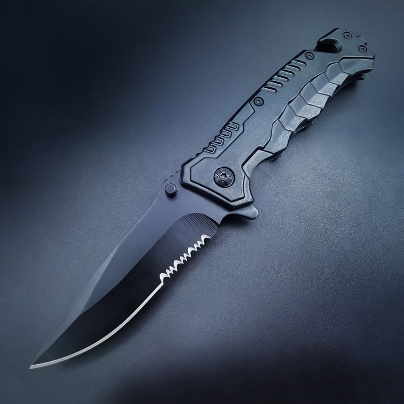 Hulgimüük õues kasutatava nuga kokkupandav nuga põgenemiskoti tööriist enesekaitseks mõeldud hambanuga puuviljanuga telkimisnuga jagatud kiirvoltiv nuga