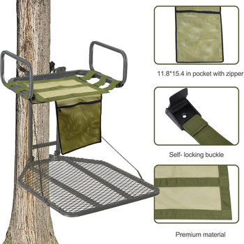 Αντικατάσταση καθίσματος για δέντρο με τσέπη, ανταλλακτικό κάθισμα για δέντρο, ρυθμιζόμενο ιμάντα κυνηγιού, κατάλληλο για αναρρίχηση με σκάλα