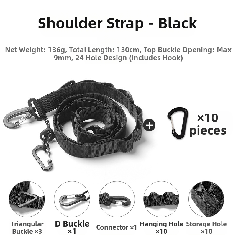 Õues telkimiseks mõeldud rippnöör, multifunktsionaalne suvaline vöö, reguleeritav pikk õlarihmaga seljakott, rippnöör, varikatuse kaelarihm