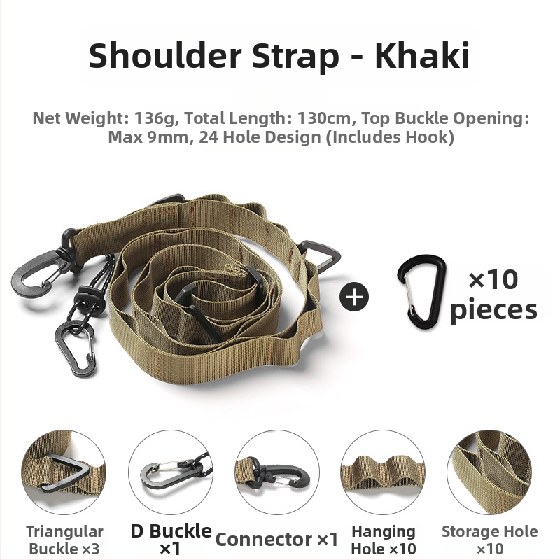 Õues telkimiseks mõeldud rippnöör, multifunktsionaalne suvaline vöö, reguleeritav pikk õlarihmaga seljakott, rippnöör, varikatuse kaelarihm