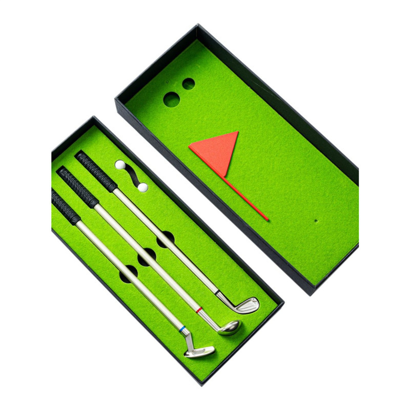 Naljakas uus golfiväljaku mini-kuulipastapliiatsi kinkekarbi komplekt loominguline klubi kuulipastapliiats geelpliiats mänguasjapliiats