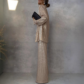 Νέο Ευρωπαϊκό και Αμερικανικό τρίχρωμο κοστούμι με πούλιες για την άνοιξη του 2025, ψηλόμεσο, μοντέρνο, casual παντελόνι, δίχρωμο κοστούμι