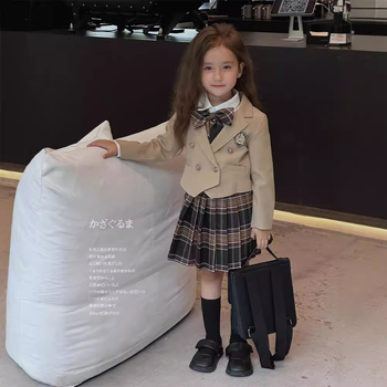 Ρούχα για κορίτσια σε φθινοπωρινό στυλ, αμερικανικό preppy στυλ, Jk φούστα, κοστούμι πανωφόρι, μισή φούστα, άνοιξη 2025, νέα τάση για casual παιδικά κοστούμια
