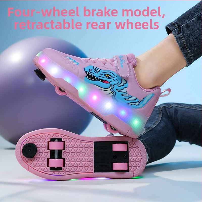 Gamyklos parduotuvės „Heelys“ batai mergaitėms, nematomi keturių ratų ištraukiami vaikiški riedučiai, 2025 m., nauji berniukiški čiuožimo batai