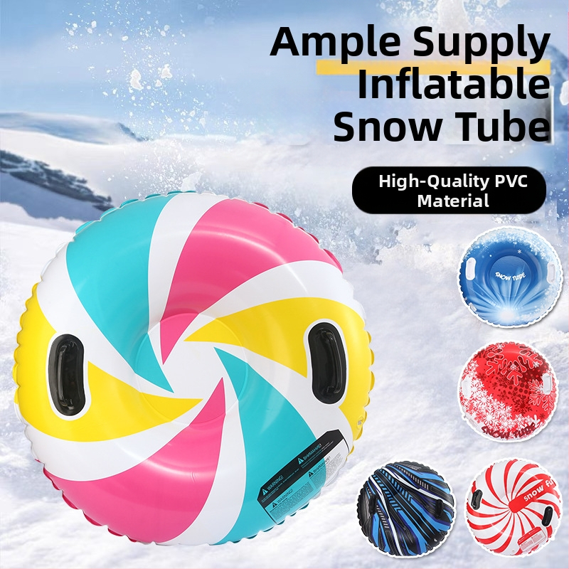 Sandėlyje didmeninė prekyba sutirštintais aplinkos apsaugos PVC lauko apvaliais pripučiamais slidinėjimo žiedais vaikams, žiemos sprogimo slidinėjimo žaislais