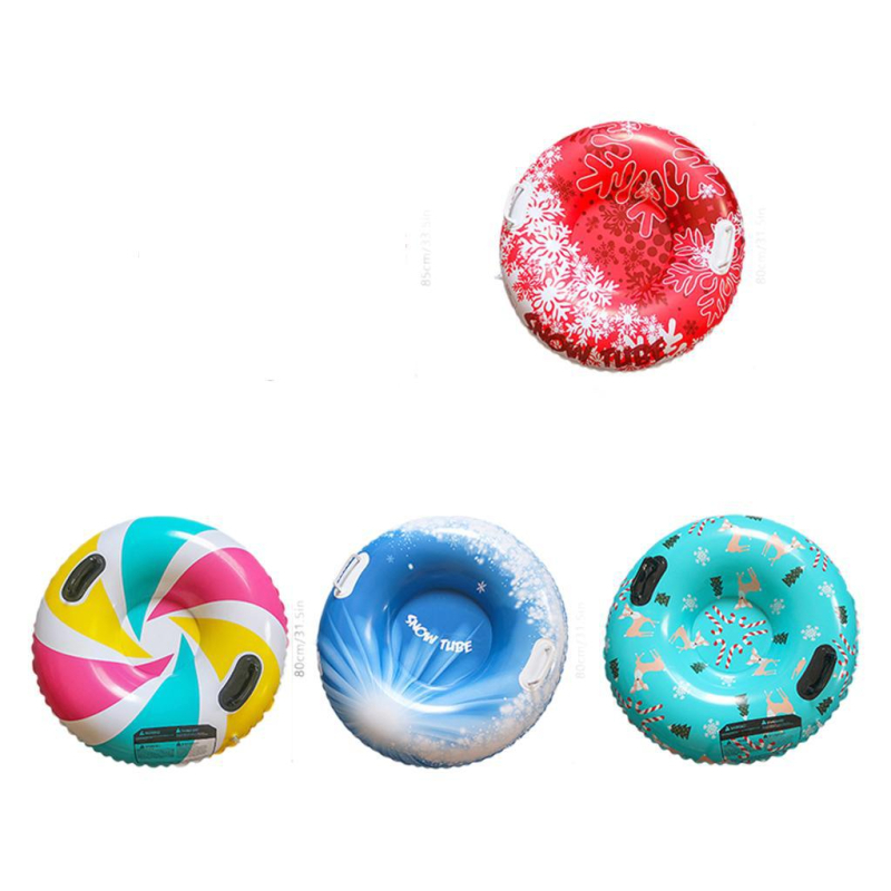 Sandėlyje didmeninė prekyba sutirštintais aplinkos apsaugos PVC lauko apvaliais pripučiamais slidinėjimo žiedais vaikams, žiemos sprogimo slidinėjimo žaislais