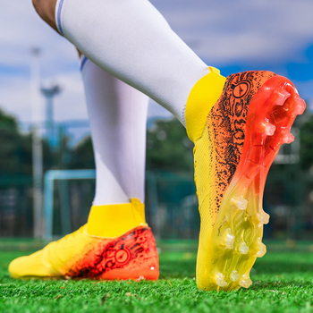 Ποδοσφαιρικά παπούτσια διασυνοριακής χρήσης για νέους, τεχνητά παπούτσια προπόνησης με καρφιά Ping, εξωτερικού εμπορίου, ψηλοτάβανα, καλοκαιρινά, λεπτά, αναπνεύσιμα αθλητικά παπούτσια για μεγάλα μεγέθη