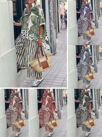 Amazoni piiriülene uus suvine sõltumatu jaama Euroopa ja Ameerika daamide rinnamikrofoniga lilleprindiga vabaaja moekostüüm