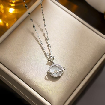 Κολιέ από τιτάνιο σε κορεατικό στιλ, απλό, γυναικείο κολιέ από τιτάνιο σε χρυσό 18 καρατίων με μικροένθετη διακόσμηση, μενταγιόν \