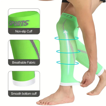 Pārrobežu sporta ikru aizsardzība Futbols Basketbols Fitness Sviedrus absorbējošas elpojošas kompresijas zeķes Elastīgas spiediena kāju aizsardzības kāju piedurknes