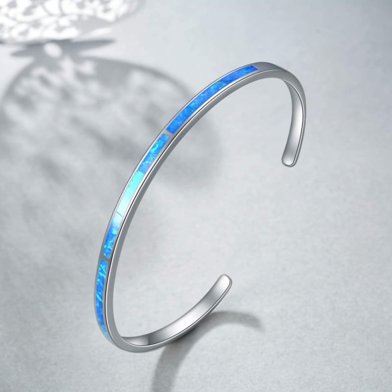 Brățară cu opal în stil hawaian, cu ondulații de apă, inel de mână, brățară cu opal, bijuterii en-gros, încrustată cu opal