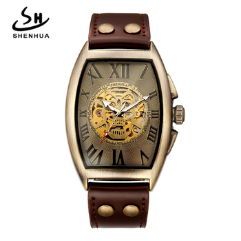 Väliskaubandus Shenhua sügav Hiina antiikne meeste kolju pea kummituspea pronksist automaatne mehaaniline käekell hulgimüük