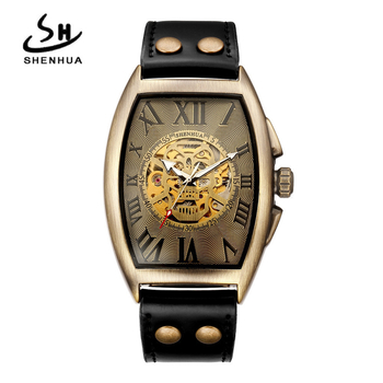 Väliskaubandus Shenhua sügav Hiina antiikne meeste kolju pea kummituspea pronksist automaatne mehaaniline käekell hulgimüük