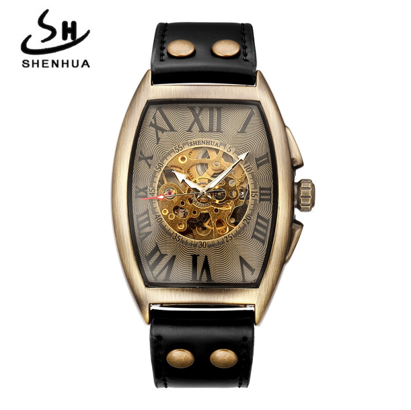 Väliskaubandus Shenhua sügav Hiina antiikne meeste kolju pea kummituspea pronksist automaatne mehaaniline käekell hulgimüük
