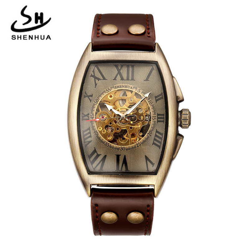 Väliskaubandus Shenhua sügav Hiina antiikne meeste kolju pea kummituspea pronksist automaatne mehaaniline käekell hulgimüük