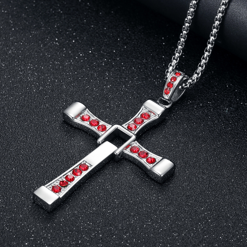 Ogrlica od titanskog čelika Speed and passion 8 Toledo s muškim privjeskom s križem, dominantni muški nakit od nehrđajućeg čelika