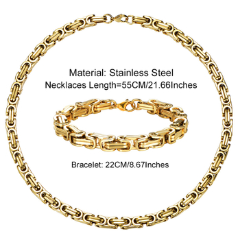Set de bijuterii dominante pentru bărbați europeni și americani, brățară din oțel titan de aur de 18K, colier, set din două piese din oțel inoxidabil