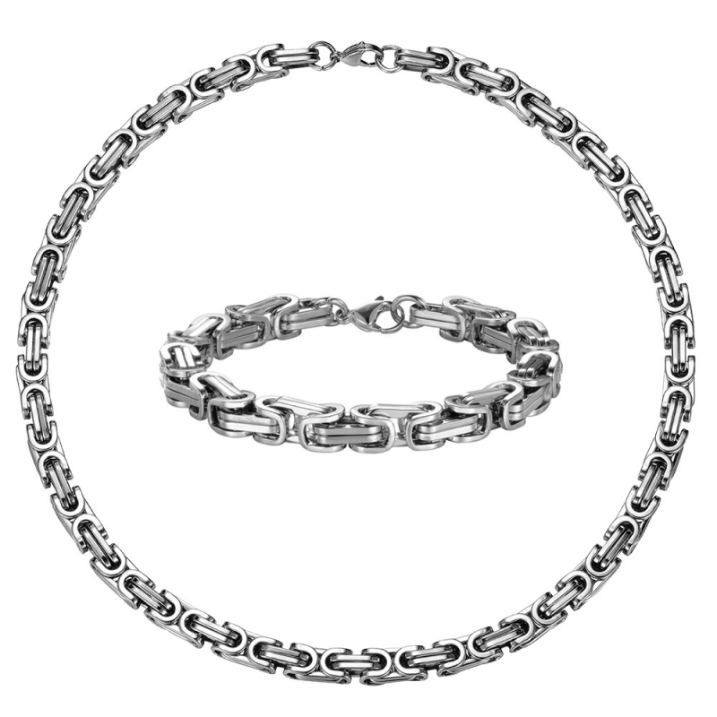 Euroopa ja Ameerika meeste domineeriv ehtekomplekt, 18K kullast titaanterasest käevõru, kaelakee, kaheosaline roostevabast terasest komplekt