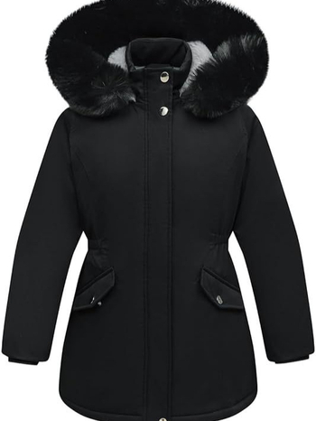 2025 Χειμερινό ζεστό παρκά για κορίτσια με κουκούλα, χοντρό μάλλινο μπουφάν αρνιού και γούνινο γιακά, μακρύ μπουφάν σε καθαρό χρώμα