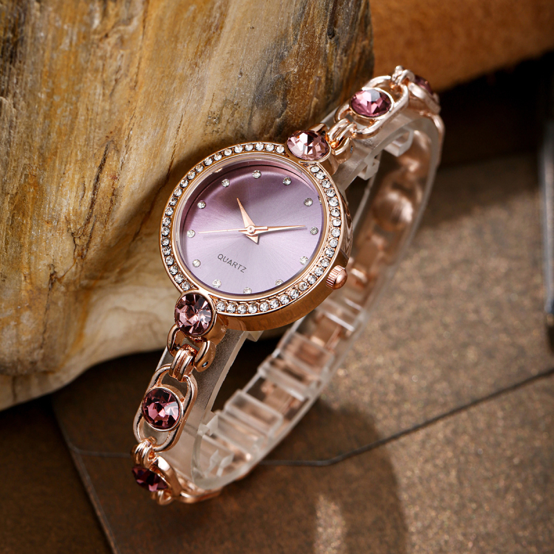 2025 Διασυνοριακό Κορεατικό Διακοσμητικό Ρολόι από Κράμα Γυναικών με Διαμάντια, Γυναικείο Βραχιόλι Πολύτιμων Λίθων, Χαλαζία, Χονδρική Ποιότητα