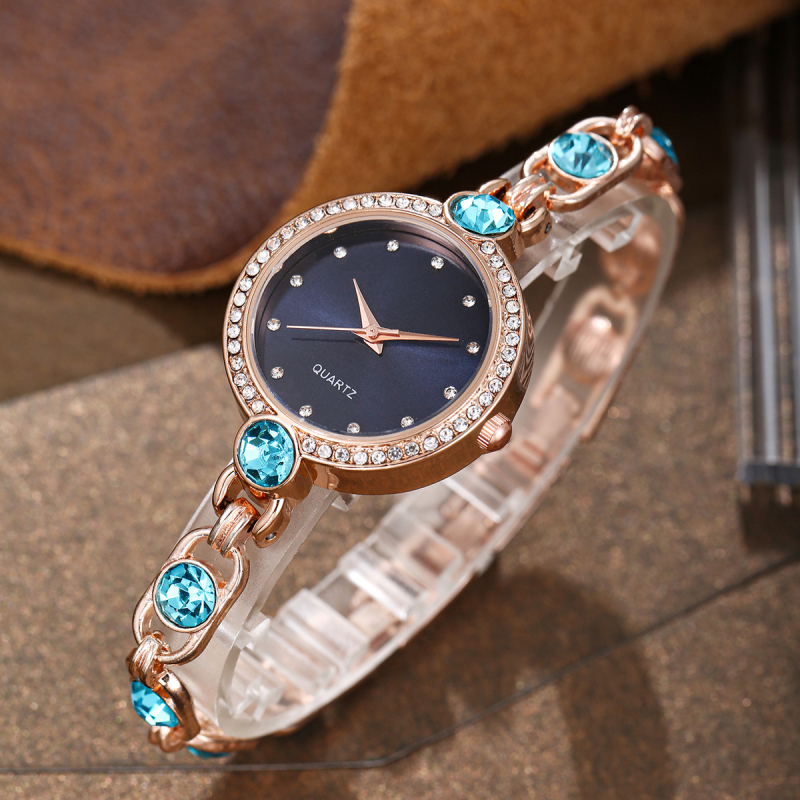 2025 Διασυνοριακό Κορεατικό Διακοσμητικό Ρολόι από Κράμα Γυναικών με Διαμάντια, Γυναικείο Βραχιόλι Πολύτιμων Λίθων, Χαλαζία, Χονδρική Ποιότητα