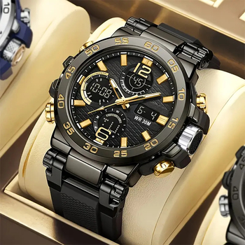 Piiriülene uus trendikas moodne keskkooli multifunktsionaalne spordi veekindel kvartskella kahe ekraaniga kalendriga elektrooniline käekell meestele