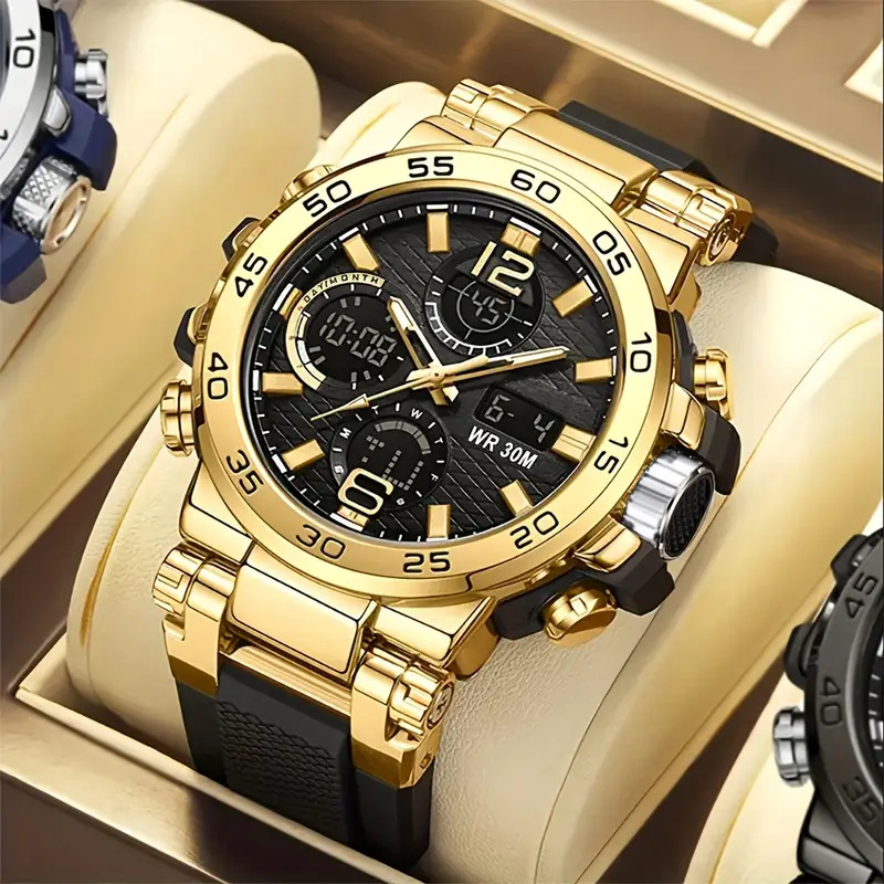 Piiriülene uus trendikas moodne keskkooli multifunktsionaalne spordi veekindel kvartskella kahe ekraaniga kalendriga elektrooniline käekell meestele