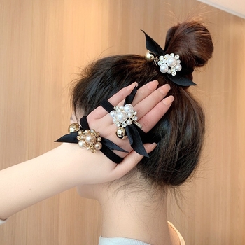 Lõuna-Korea Dongdaemuni uus pärl Rhinestones Rhinestone köis väike lõhnav tuul interneti kuulsuste juuksepahvel elegantne kõrge hobusesaba juukserõngas