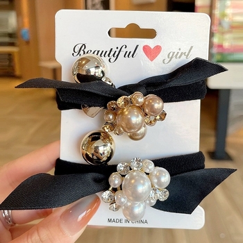 Lõuna-Korea Dongdaemuni uus pärl Rhinestones Rhinestone köis väike lõhnav tuul interneti kuulsuste juuksepahvel elegantne kõrge hobusesaba juukserõngas