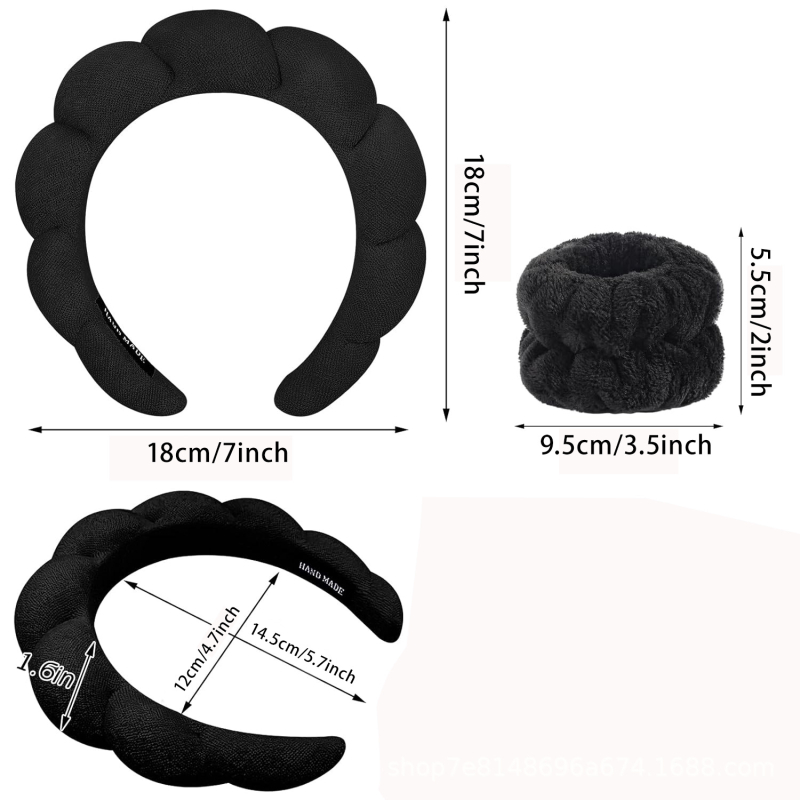 Vânzare transfrontalieră, top cranial înalt pentru femei, spălare facială, nori, burete, bandă de păr, machiaj, bandă de susținere, en-gros, din două piese