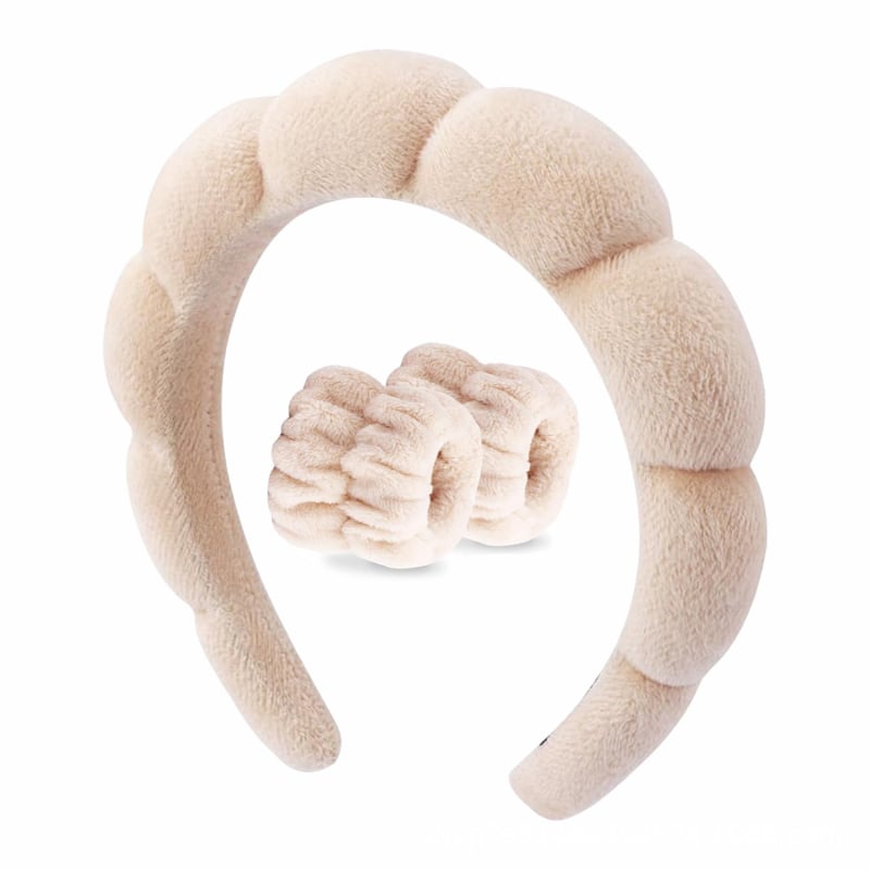 Vânzare transfrontalieră, top cranial înalt pentru femei, spălare facială, nori, burete, bandă de păr, machiaj, bandă de susținere, en-gros, din două piese