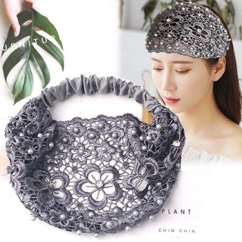 Κάλυμμα μαλλιών με φαρδύ γείσο για γυναίκες που θέλουν να βγουν έξω, φαρδιά κομψή, αναπνεύσιμη κορδέλα μαλλιών, κάλυμμα κεφαλής, τουρμπάνι καθαρισμού προσώπου, λεπτό στυλ από δαντέλα με πλέγμα