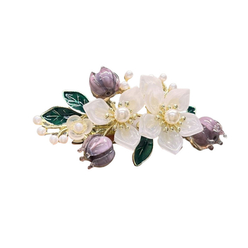 Νέα φουρκέτα κινέζικου στιλ με μαργαριτάρι Ruyi, γυναικεία φουρκέτα με λουλούδι και κλιπ άνοιξης, αντίκα κεφάλι, φουρκέτα με μισή αλογοουρά, αξεσουάρ μαλλιών