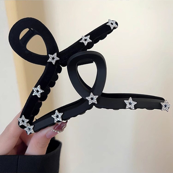 Flash Diamond Star klamber suur härmas juuksenõel naiste seljaga kõrgekvaliteediline sametist haikalakujuline juuksenõel juuksekinnitusega aksessuaarid