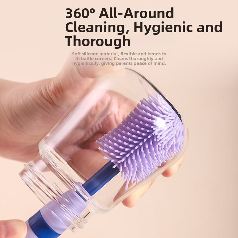 Кутия за съхранение на бебешки силиконови четки за шишета, подходяща за пътуване с четка за биберони за почистване на бебета